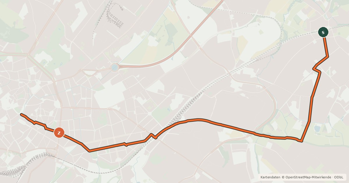 Kartenübersicht der Radroute Rad-Vorrang-Route Eilendorf