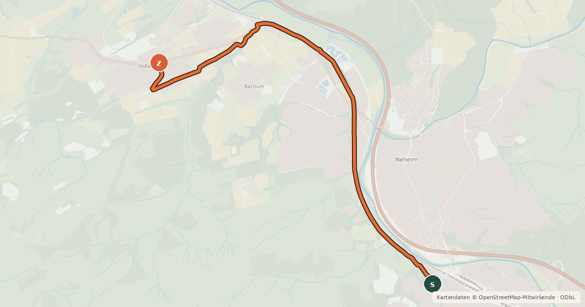 Kartenübersicht der Radroute RadeXpressweg Arnsberg