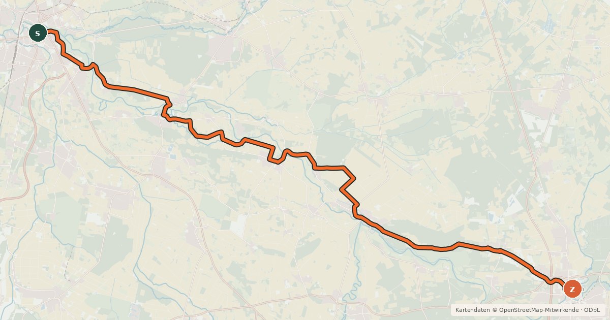 Kartenübersicht der Radroute Radfernweg Celle-Gifhorn