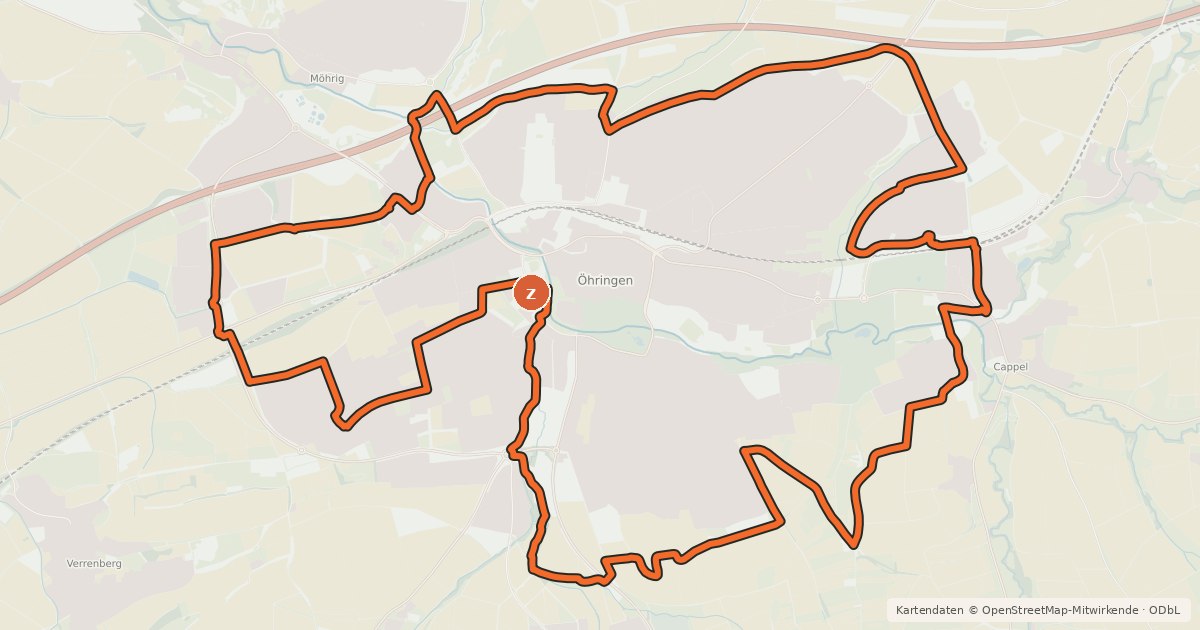 Kartenübersicht der Radroute RADius Öhringen