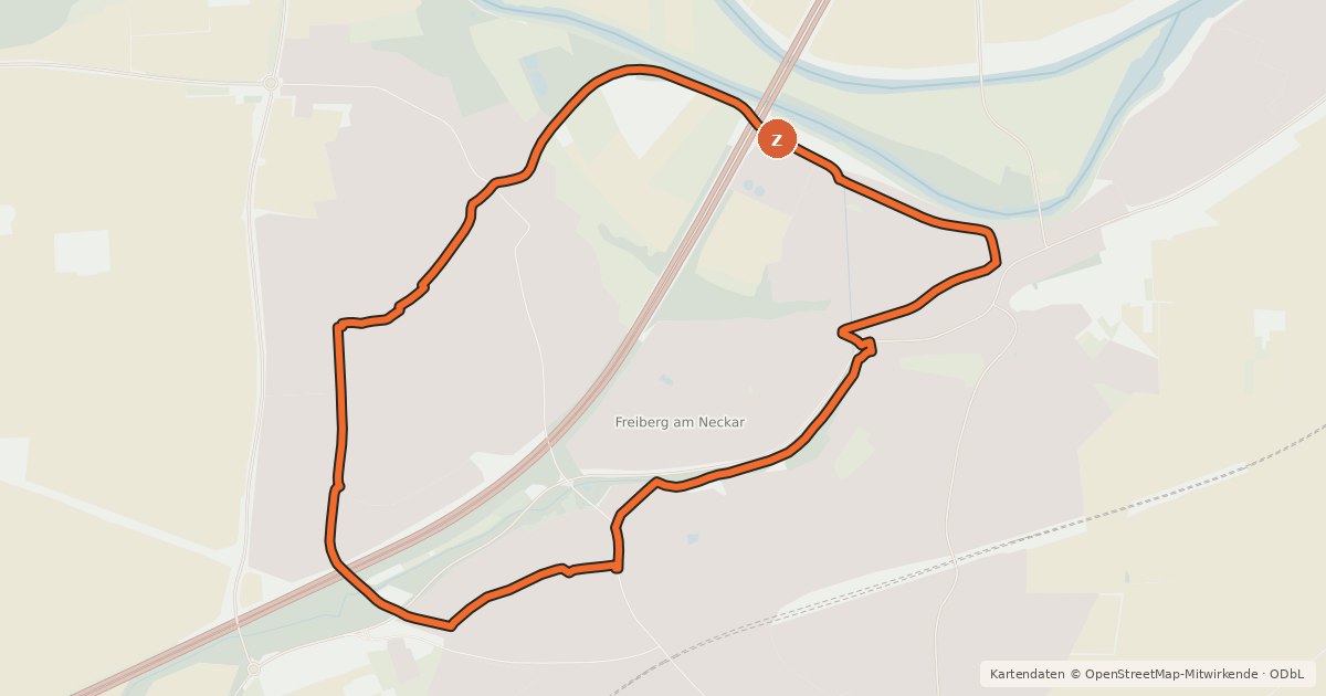 Kartenübersicht der Radroute Radring Freiberg