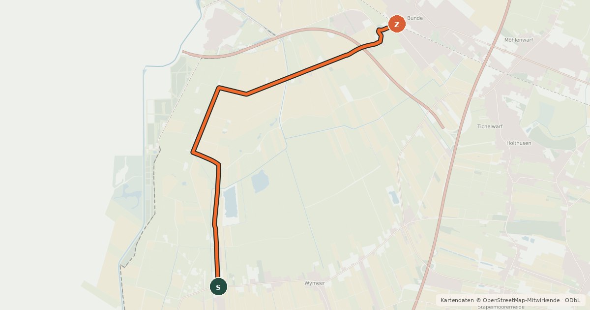 Kartenübersicht der Radroute Radroute 02-03