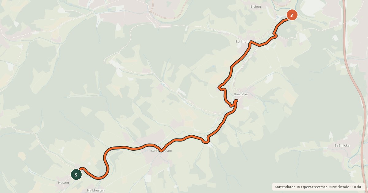 Kartenübersicht der Radroute Radroute 04-13