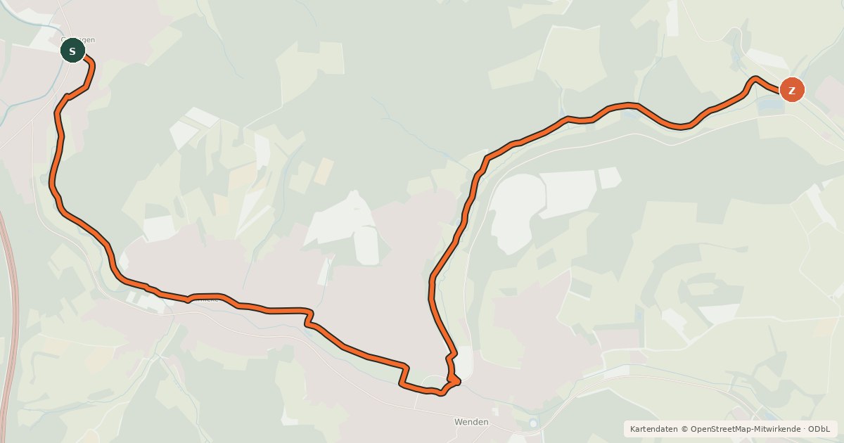 Kartenübersicht der Radroute Radroute 06-08