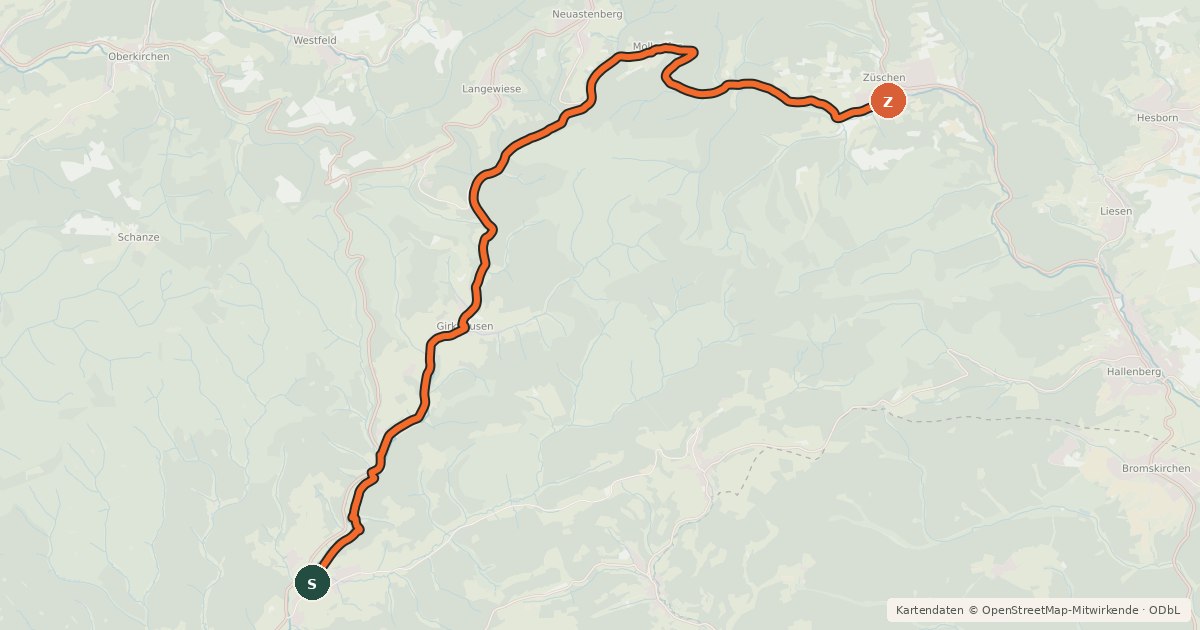 Kartenübersicht der Radroute Radroute 06-58