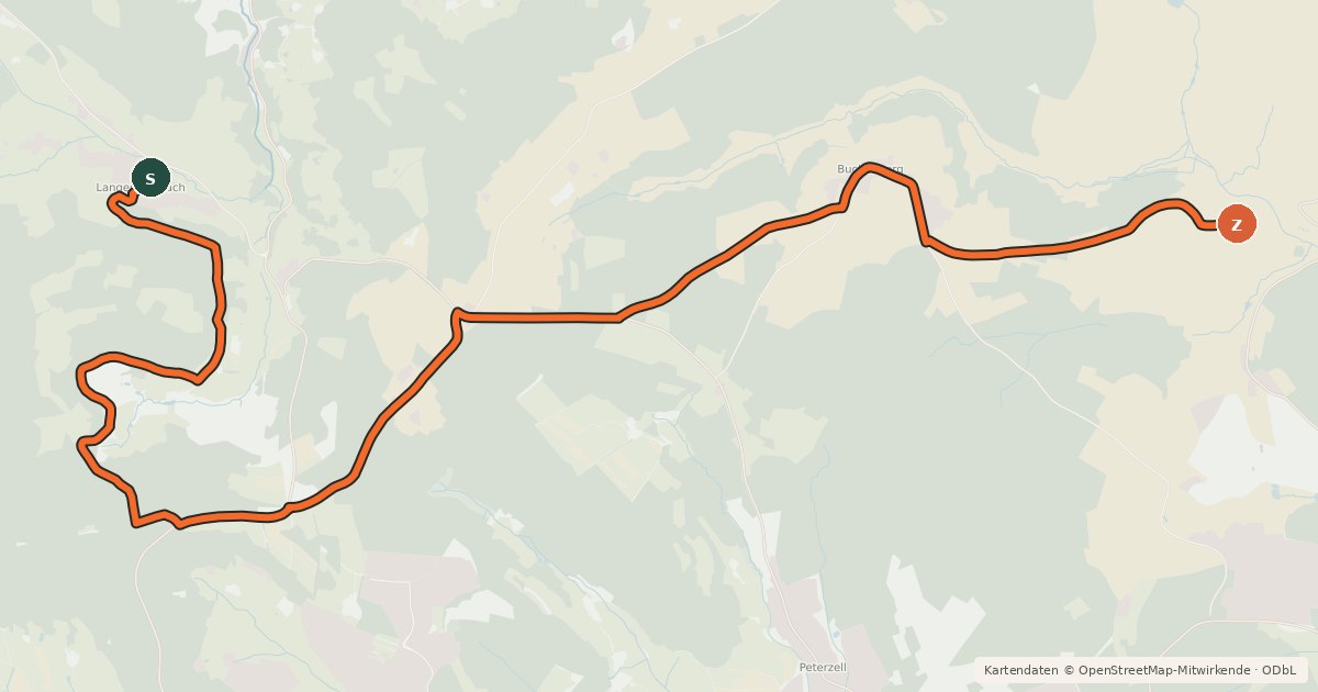 Kartenübersicht der Radroute Radroute 1-2