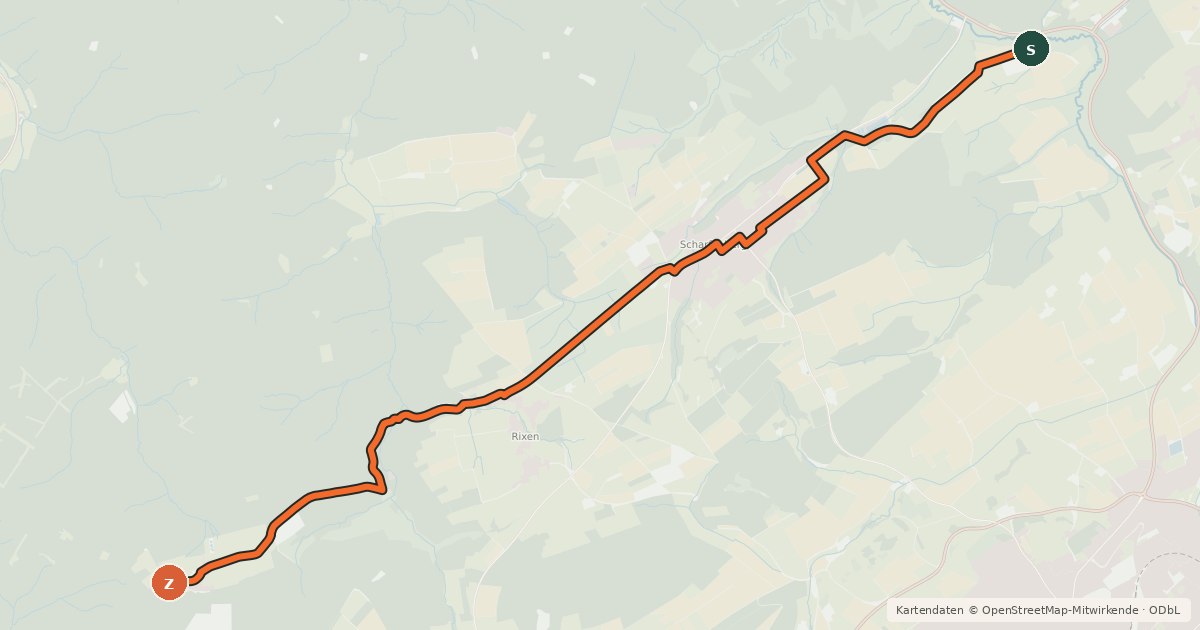 Kartenübersicht der Radroute Radroute 10-19