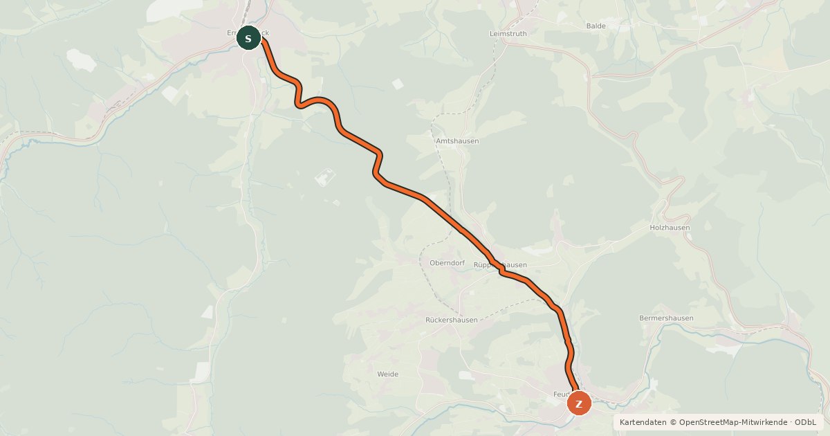 Kartenübersicht der Radroute Radroute 10-19