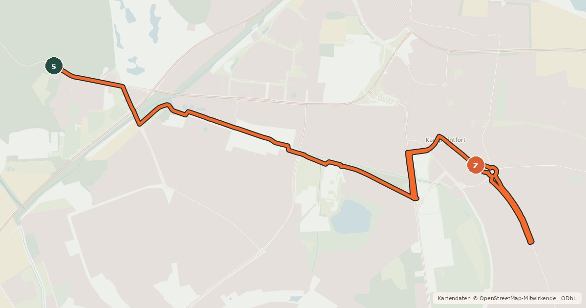 Kartenübersicht der Radroute Radroute 12-13