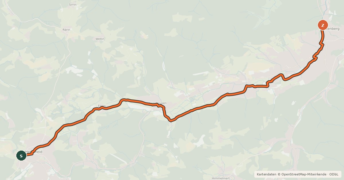 Kartenübersicht der Radroute Radroute 12-43