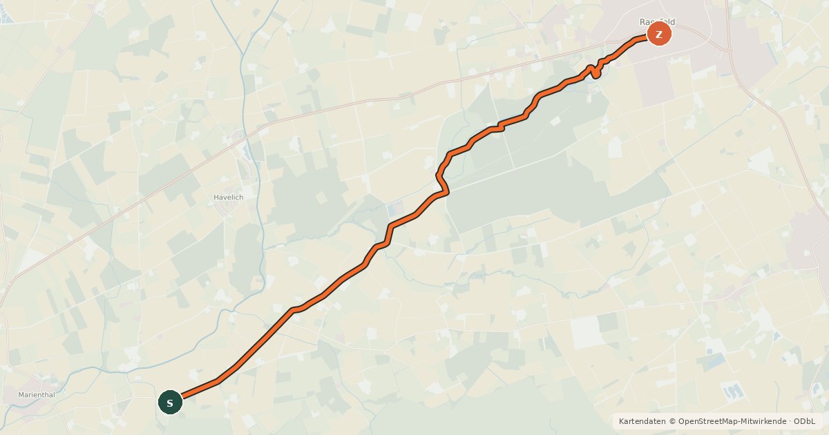 Kartenübersicht der Radroute Radroute 12-64