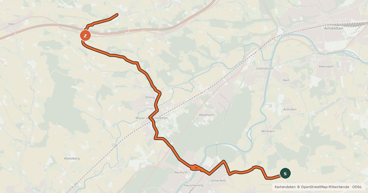 Kartenübersicht der Radroute Radroute 123