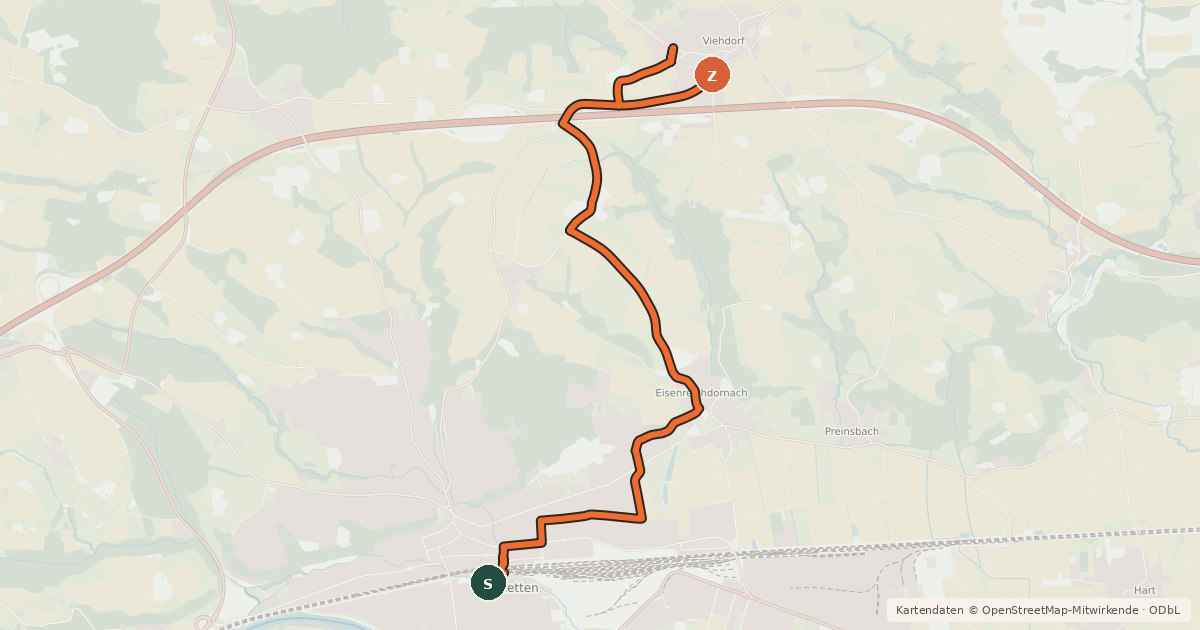 Kartenübersicht der Radroute Radroute 125