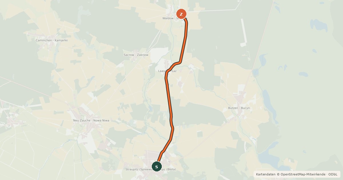 Kartenübersicht der Radroute Radroute 13-16