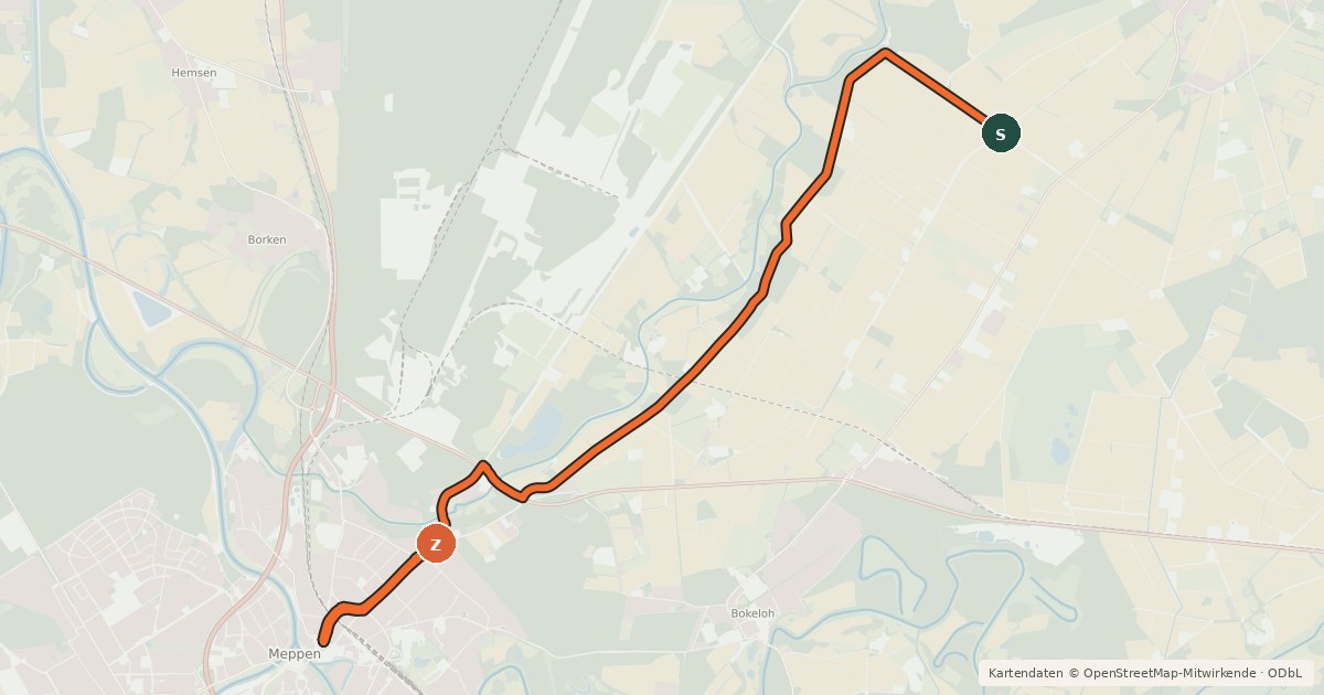 Kartenübersicht der Radroute Radroute 13-18
