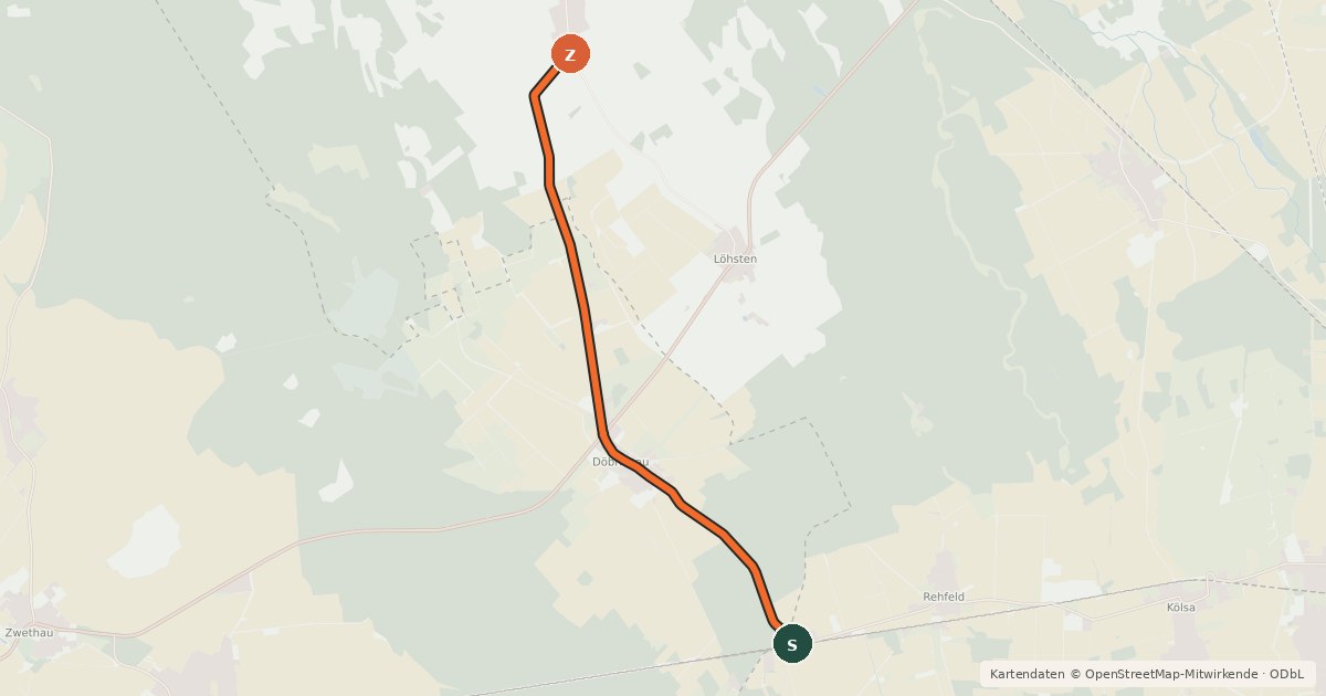 Kartenübersicht der Radroute Radroute 13-55