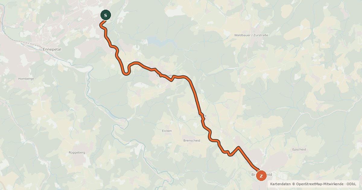 Kartenübersicht der Radroute Radroute 14-15