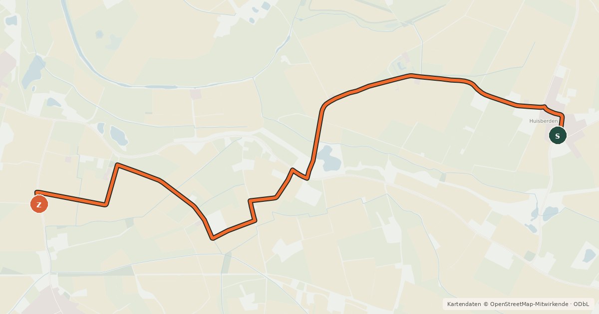 Kartenübersicht der Radroute Radroute 14-15