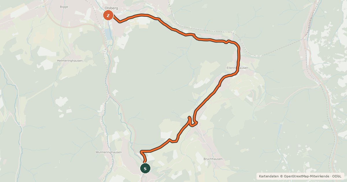 Kartenübersicht der Radroute Radroute 14-16