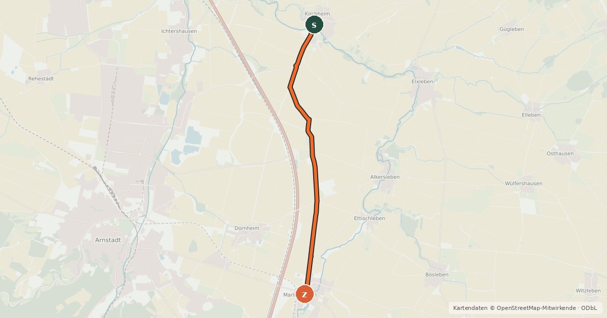 Kartenübersicht der Radroute Radroute 14-24