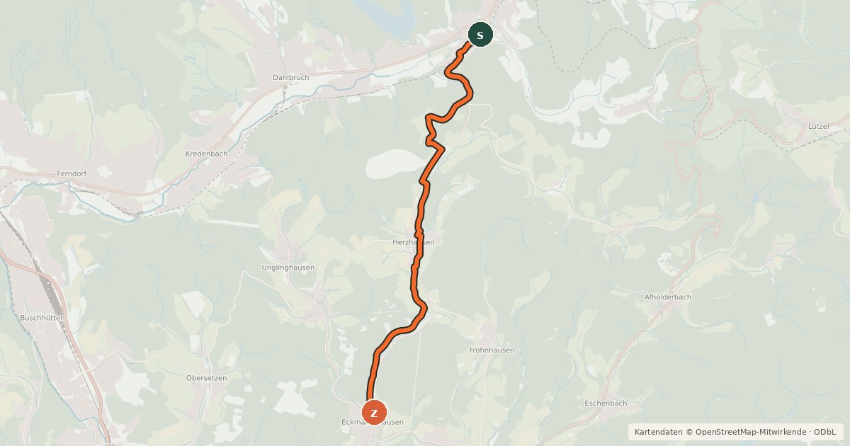 Kartenübersicht der Radroute Radroute 14-54