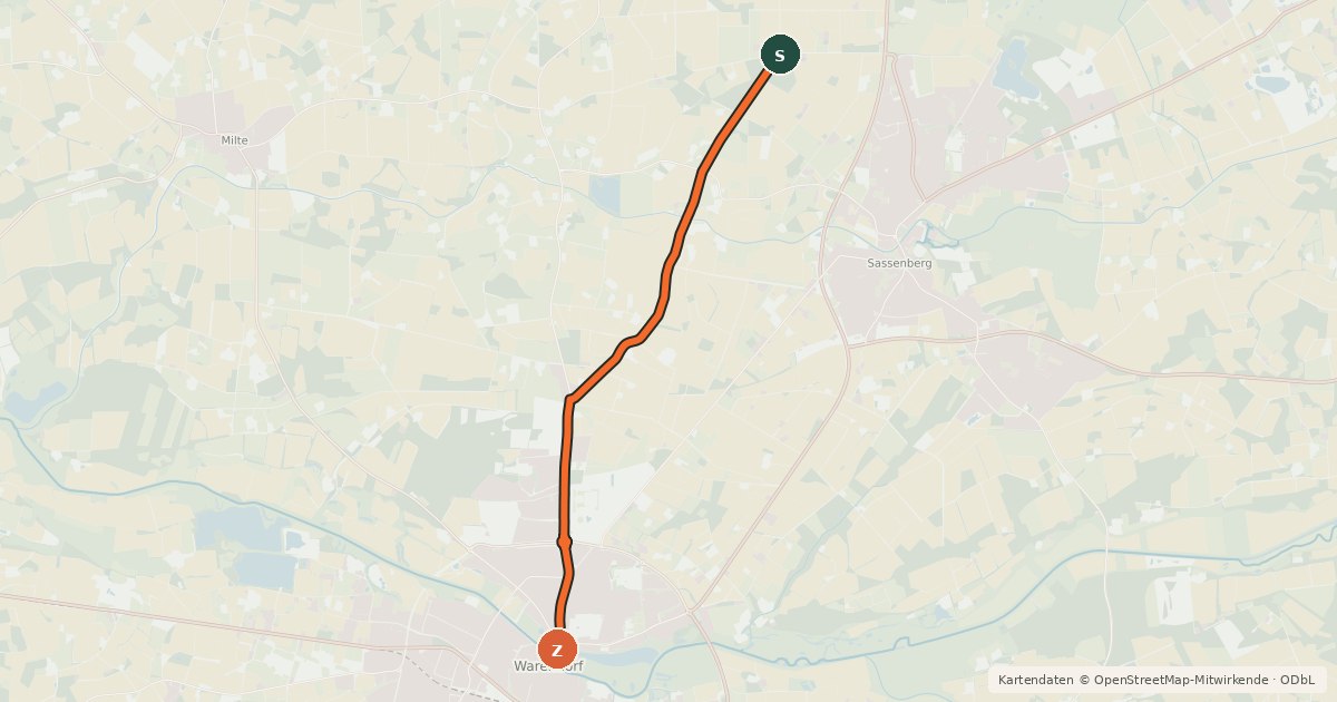 Kartenübersicht der Radroute Radroute 14-57