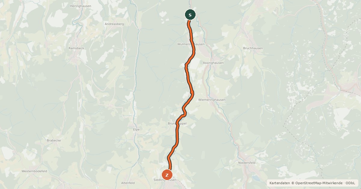 Kartenübersicht der Radroute Radroute 15-54