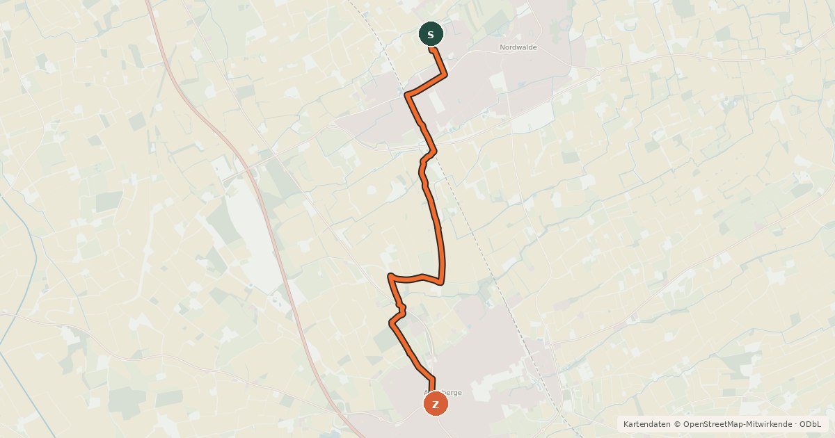 Kartenübersicht der Radroute Radroute 15-65