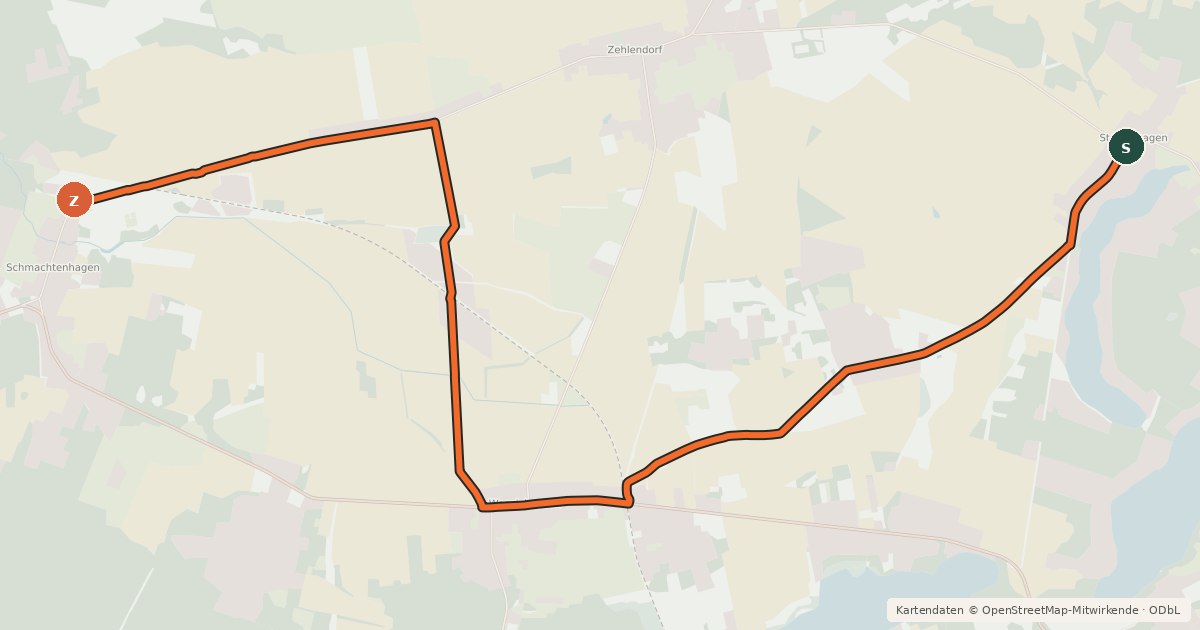 Kartenübersicht der Radroute Radroute 15-67