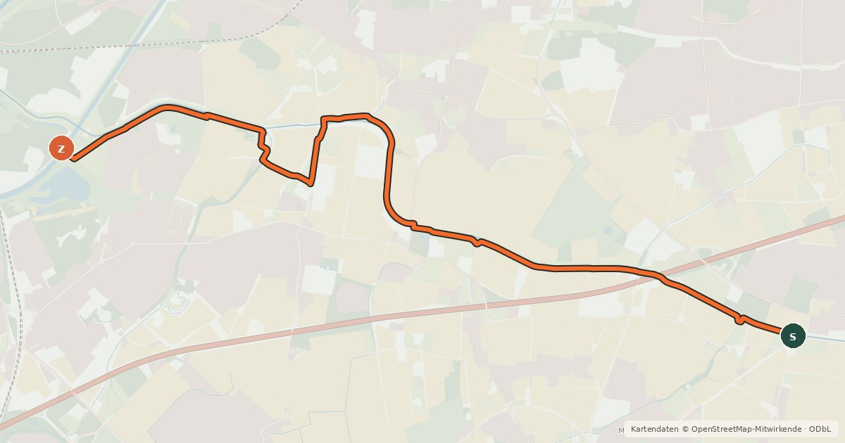 Kartenübersicht der Radroute Radroute 16-17