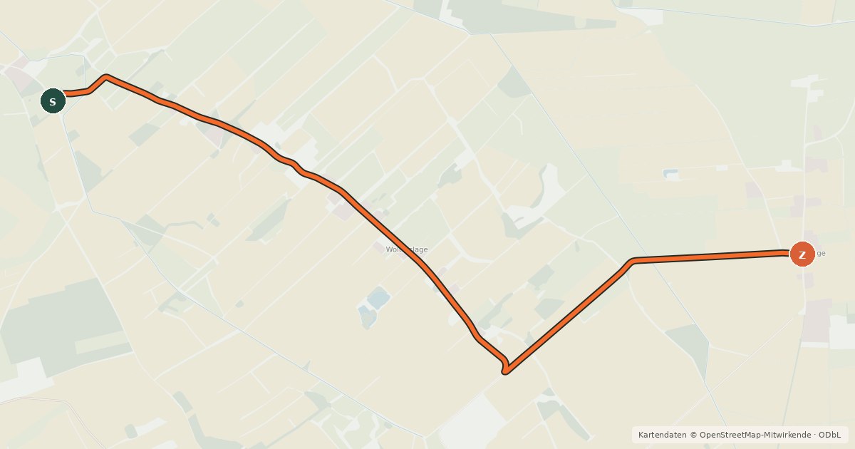 Kartenübersicht der Radroute Radroute 16-22