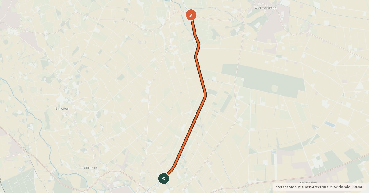 Kartenübersicht der Radroute Radroute 16-37