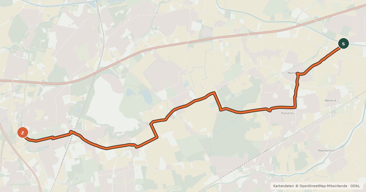 Kartenübersicht der Radroute Radroute 16-56