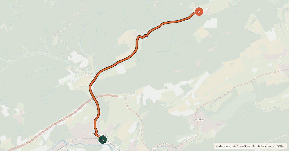 Kartenübersicht der Radroute Radroute 18-19