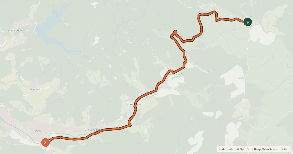 Kartenübersicht der Radroute Radroute 18-39