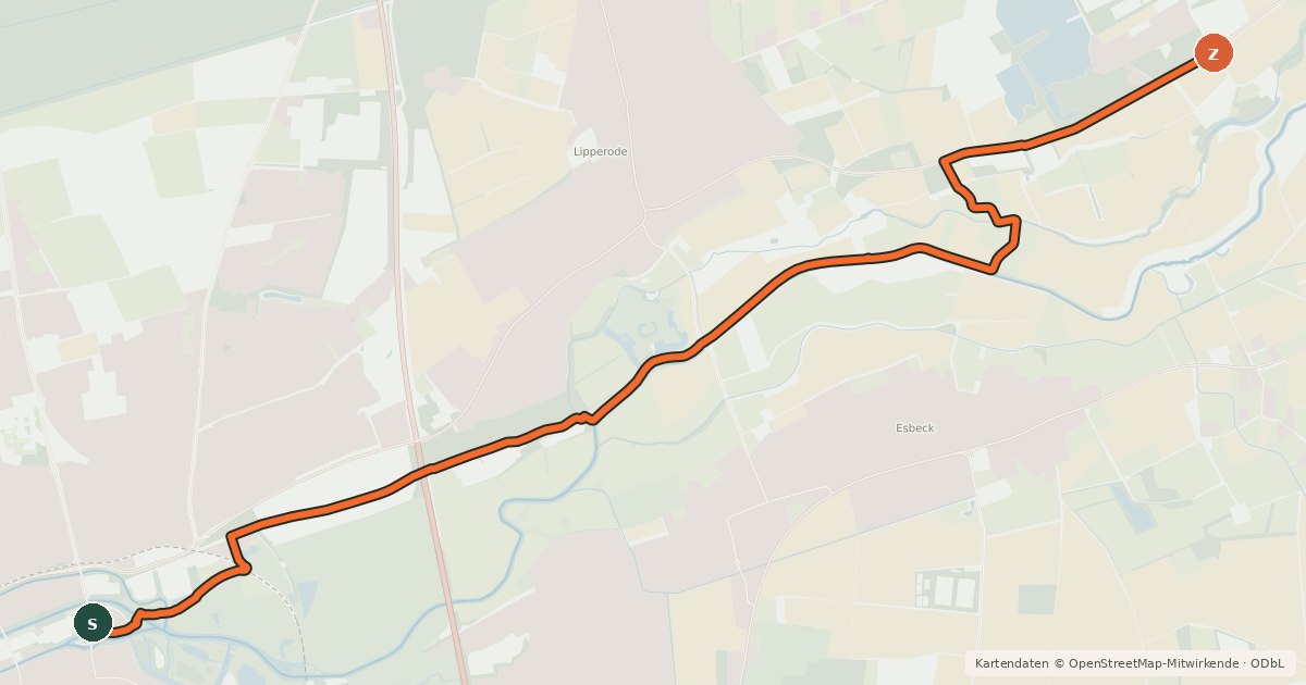 Kartenübersicht der Radroute Radroute 19-22