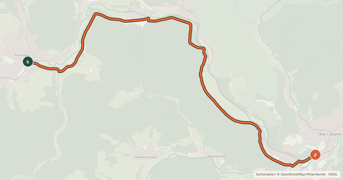 Kartenübersicht der Radroute Radroute 19-22
