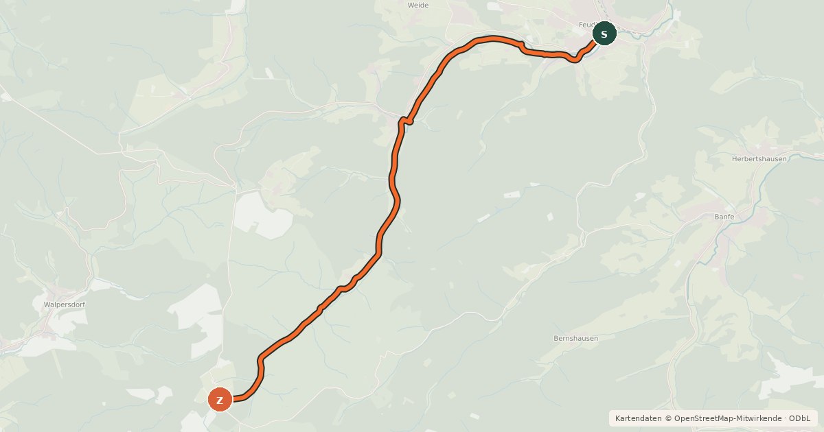 Kartenübersicht der Radroute Radroute 19-25