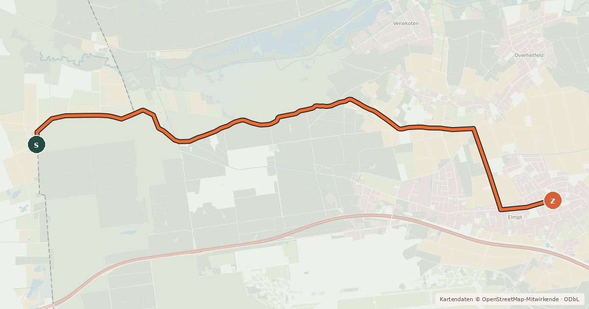 Kartenübersicht der Radroute Radroute 19-26