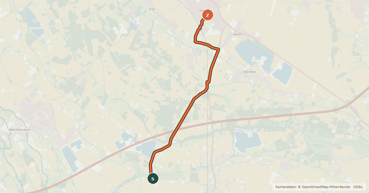 Kartenübersicht der Radroute Radroute 19-27