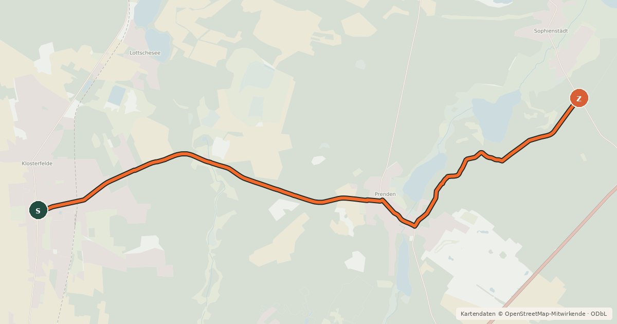 Kartenübersicht der Radroute Radroute 19-34