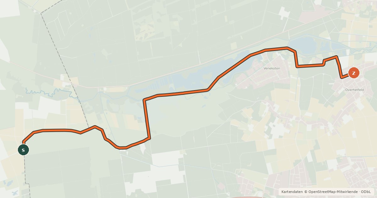 Kartenübersicht der Radroute Radroute 19-39