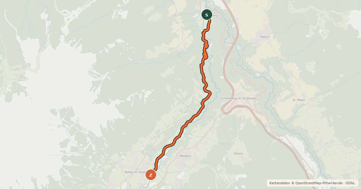 Kartenübersicht der Radroute Radroute 19a