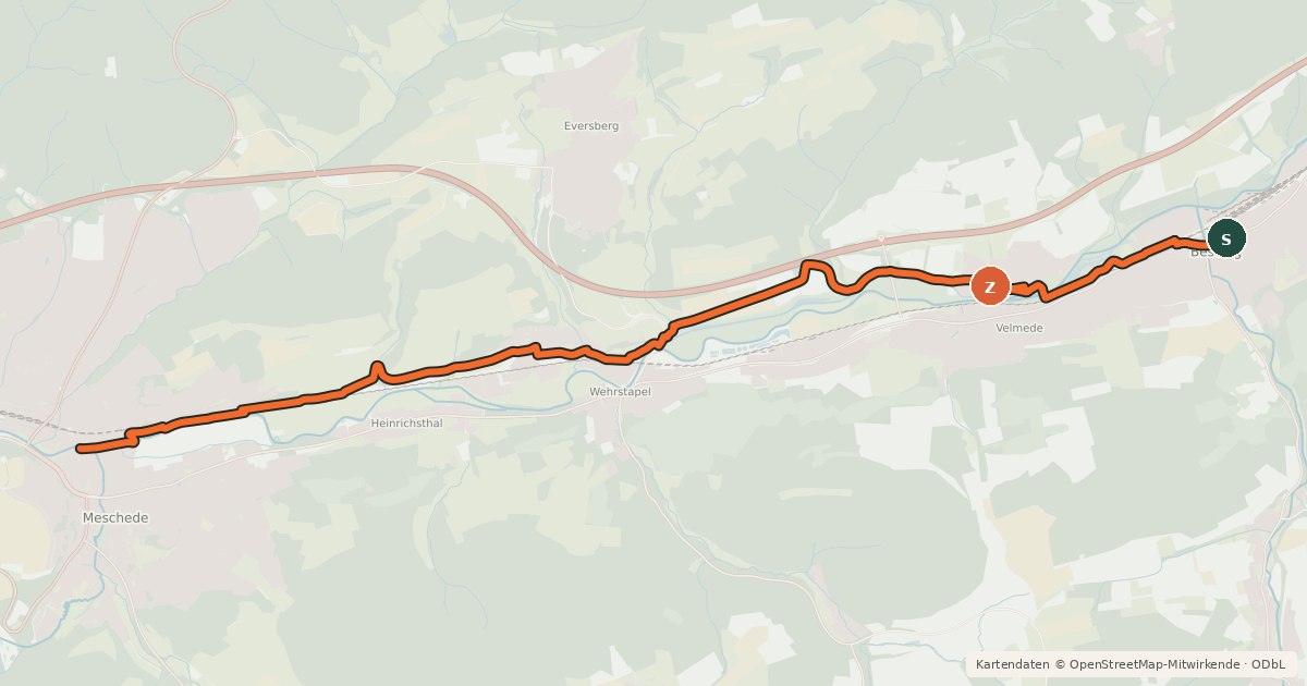 Kartenübersicht der Radroute Radroute 20-22