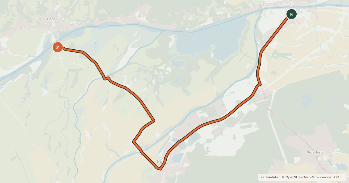 Kartenübersicht der Radroute Radroute 20-22