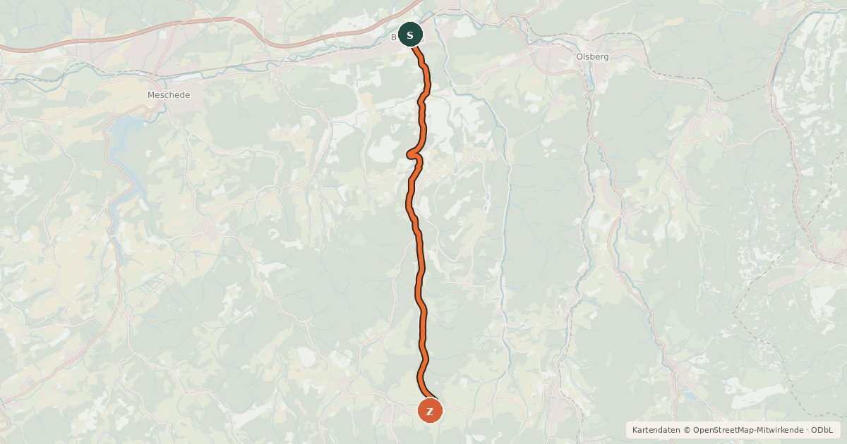 Kartenübersicht der Radroute Radroute 20-53