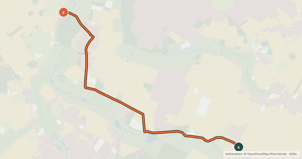 Kartenübersicht der Radroute Radroute 20-68