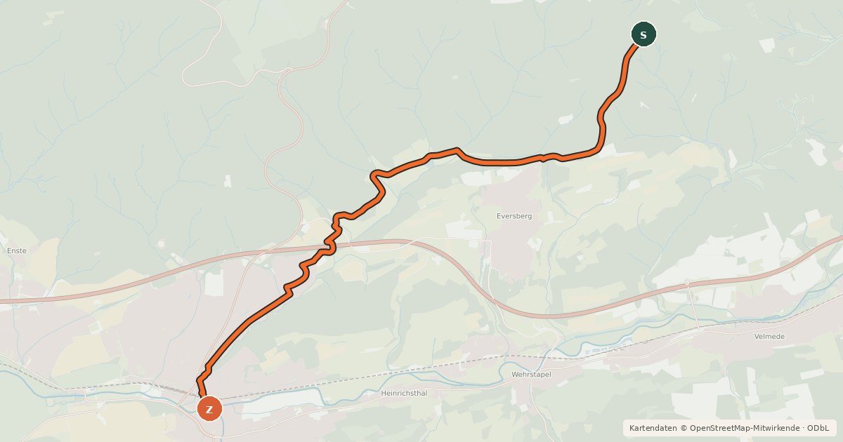 Kartenübersicht der Radroute Radroute 21-22