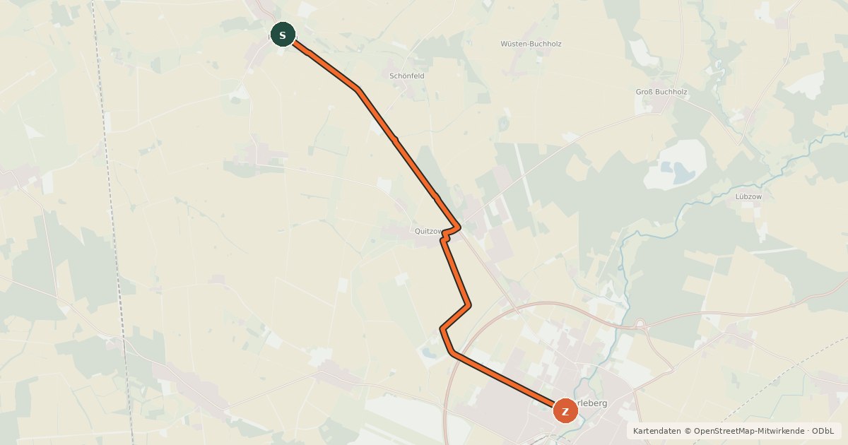 Kartenübersicht der Radroute Radroute 21-25