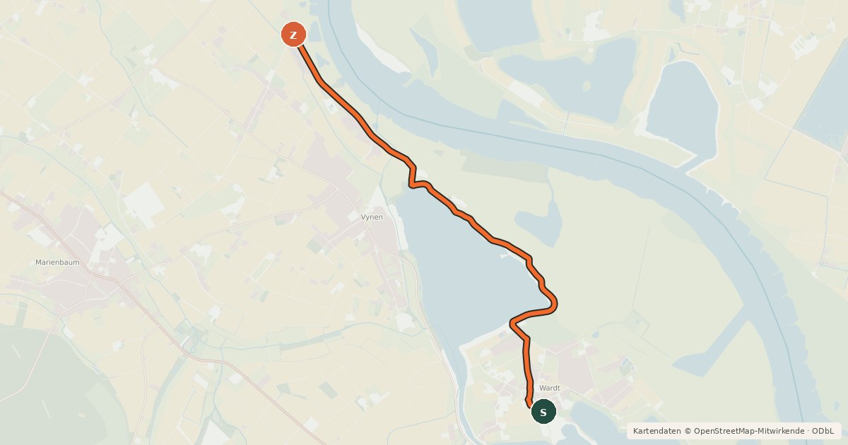 Kartenübersicht der Radroute Radroute 21-45